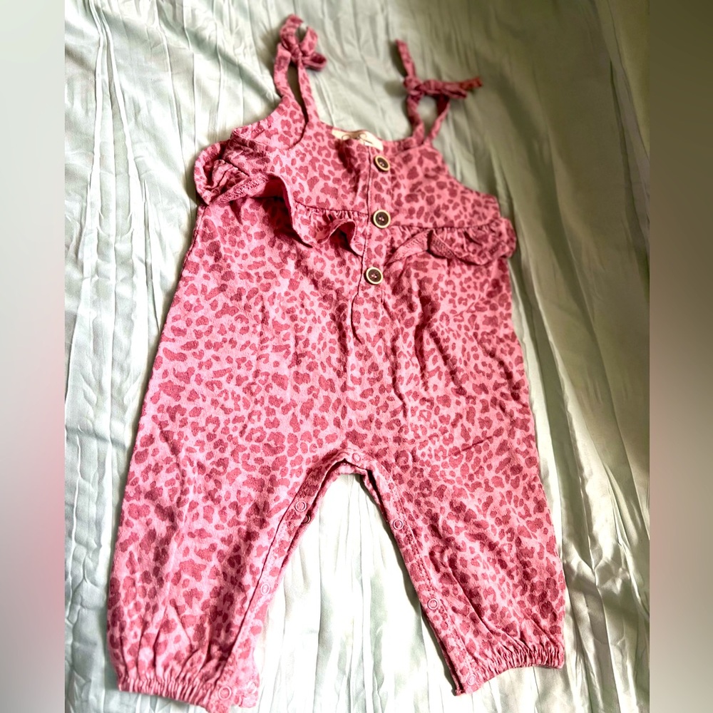 Jessica Simpson Pink animal print, sleeveless jumper with snap leg closures